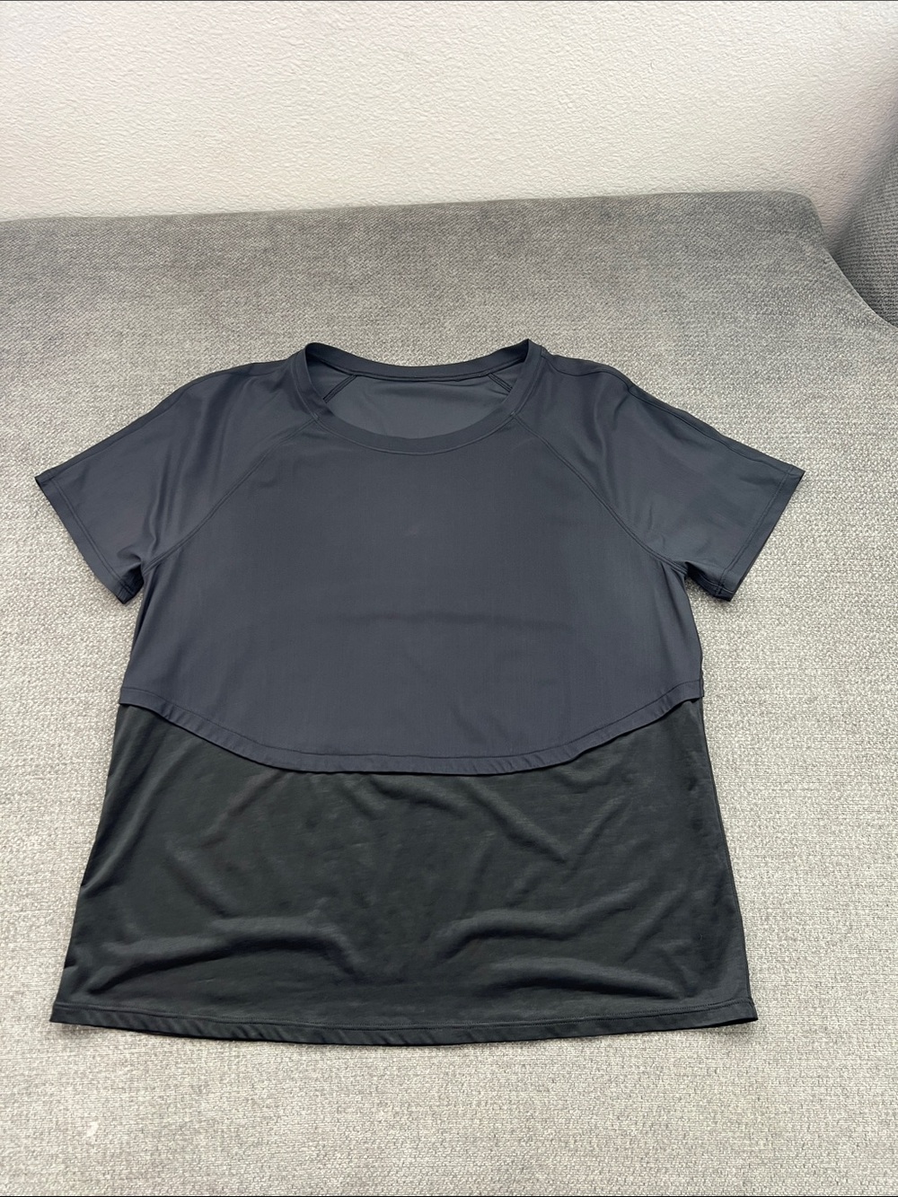 lululemon athletica black two-tone layered short sleeve tee